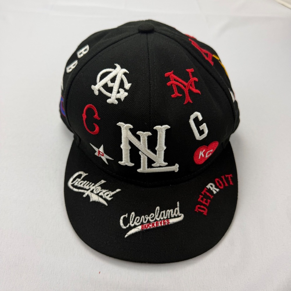 Rings & Crwns Negro Leagues Baseball Museum Hat Mens 7 1/2 Black All Over Logo